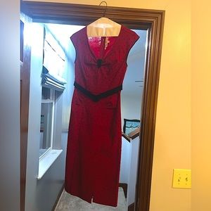 Stop Staring, red-black polka wiggle dress